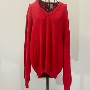 Lord Jeff V-Neck Cotton Sweater Seaport‎ Cottons Red Menswear